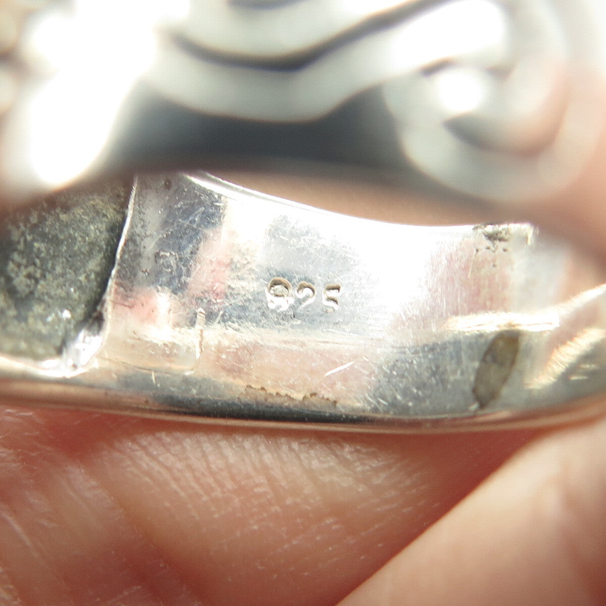 925 Sterling Silver Vintage Etched Ring Size 9