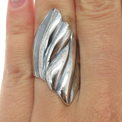 925 Sterling Silver Vintage Modernist Oxidized Ring Size 6.75