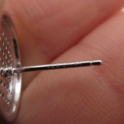 925 Sterling Silver Round-Cut C Z Disc Stud Earrings