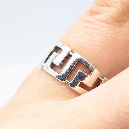 925 Sterling Silver Vintage Greek Maze Ring Size 5.75