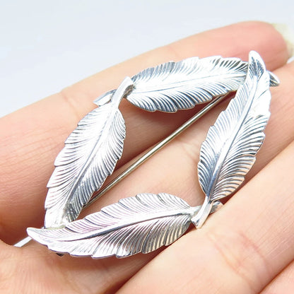 925 Sterling Silver Vintage Jewelart Leaf Pin Brooch