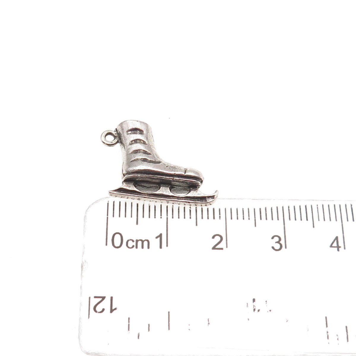 835 Silver Vintage Ice Skate Oxidized Mini Charm Pendant