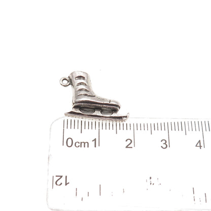 835 Silver Vintage Ice Skate Oxidized Mini Charm Pendant