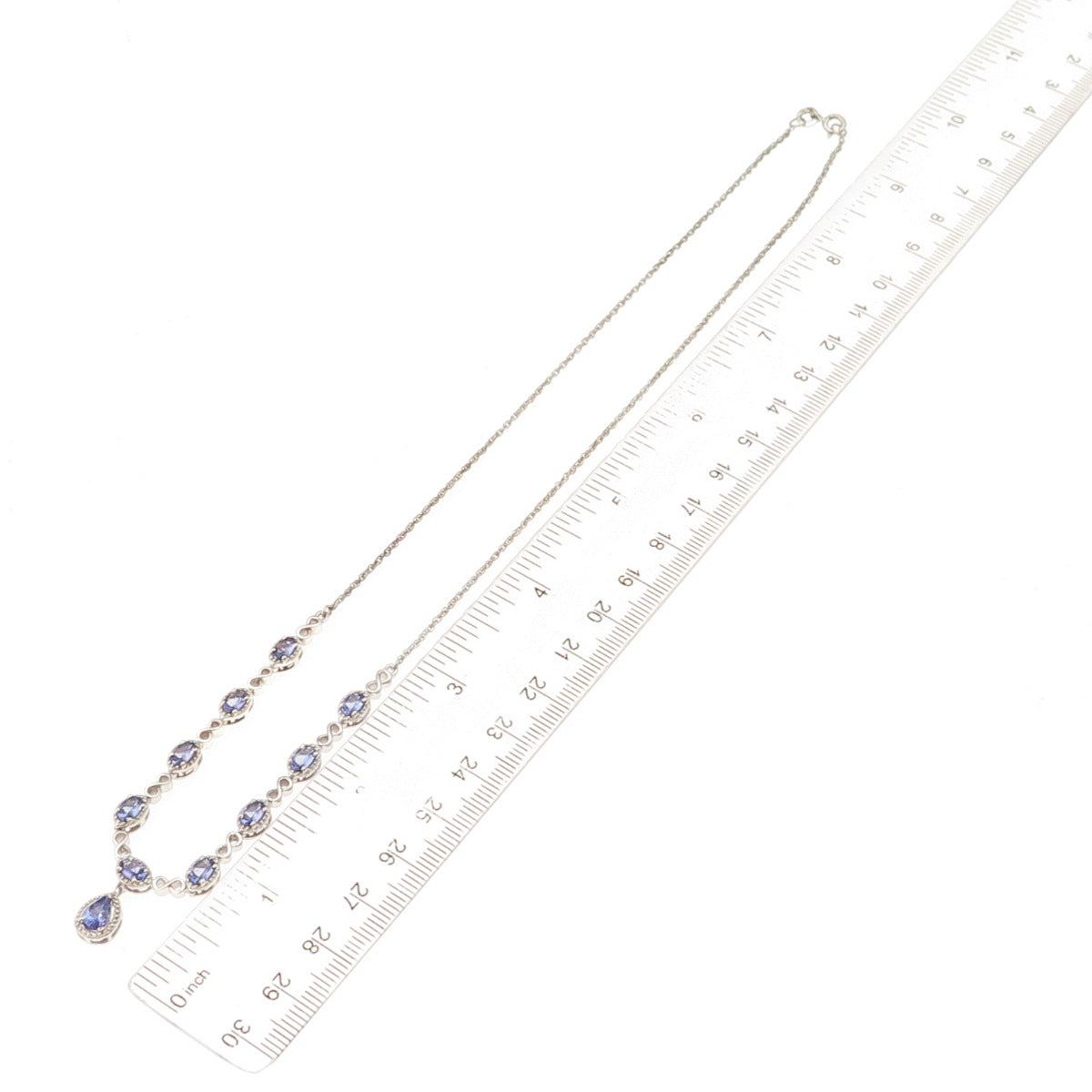 Chuck Clemency 925 Sterling Real Tanzanite Infinity Singapore Chain Necklace 18"