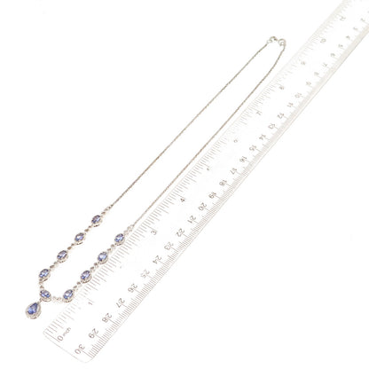 Chuck Clemency 925 Sterling Real Tanzanite Infinity Singapore Chain Necklace 18"