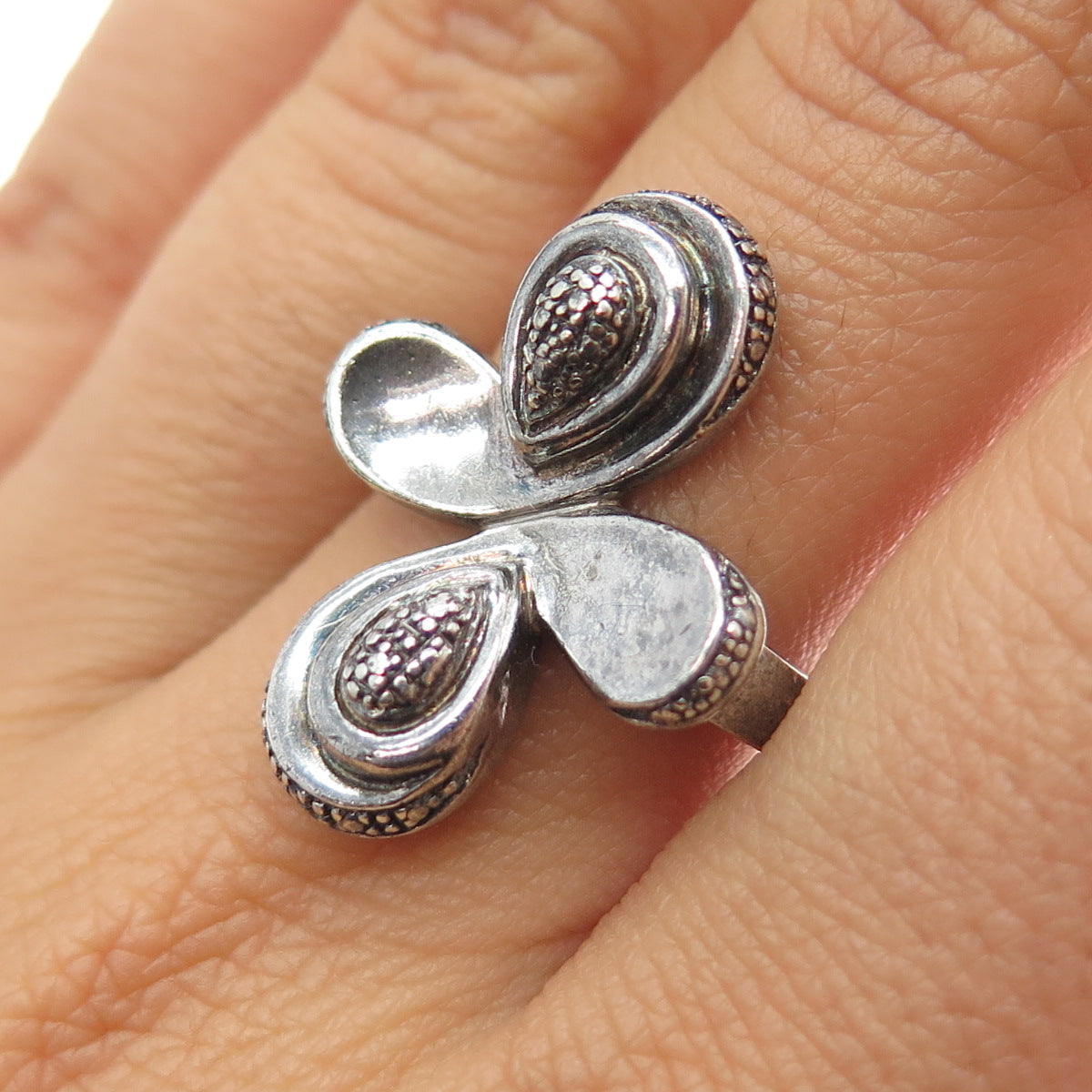925 Sterling Silver Vintage MRB Butterfly Oxidized Ring Size 9.5