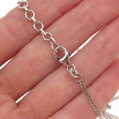 D'Joy 925 Sterling Silver Real Amethyst & Turquoise Cuban Chain Necklace 18-20"