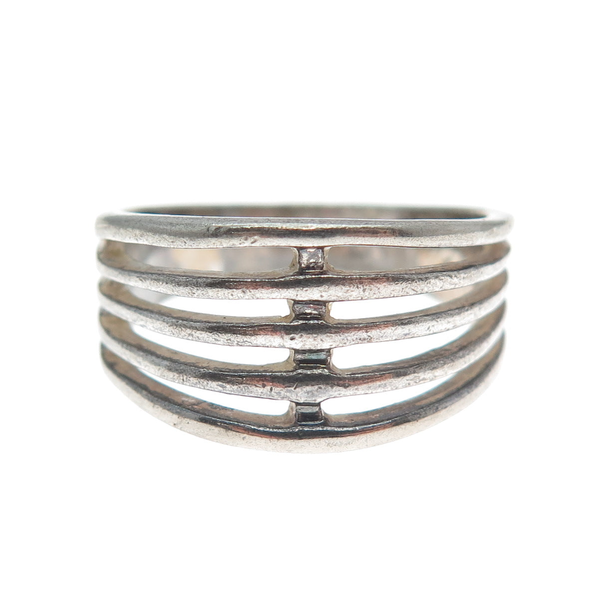 CHARLES WINSTON 925 Sterling Silver Vintage 5-Row Oxidized Ring Size 8.5
