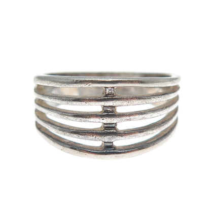 CHARLES WINSTON 925 Sterling Silver Vintage 5-Row Oxidized Ring Size 8.5