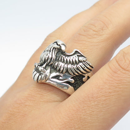 Silver Rings Men 925 Sterling Silver Eagle Biker Ring Size 12