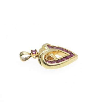 DANBURY MINT 925 Sterling Silver Gold Plated Real Ruby Heart Minimalist Pendant