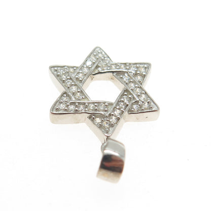 925 Sterling Silver Round-Cut Shaped C Z Star of David Judaica Pendant