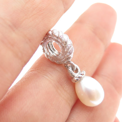 JUDITH RIPKA 925 Sterling Silver Real Pearl Slide Dangle Charm