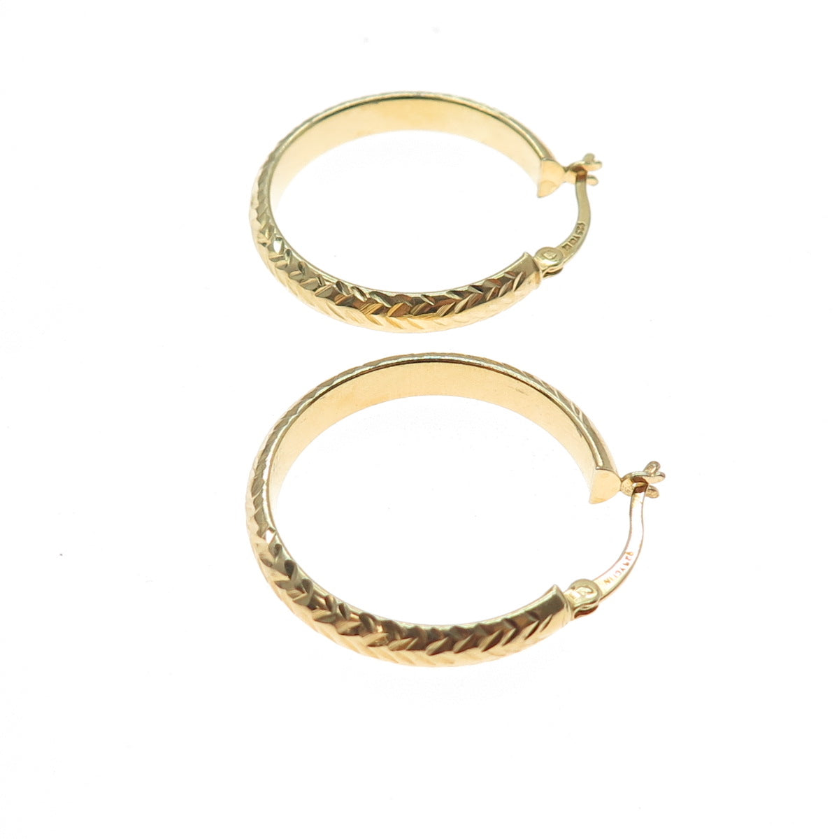 925 Sterling Silver Gold Plated Diamond-Cut Hoop Earrings