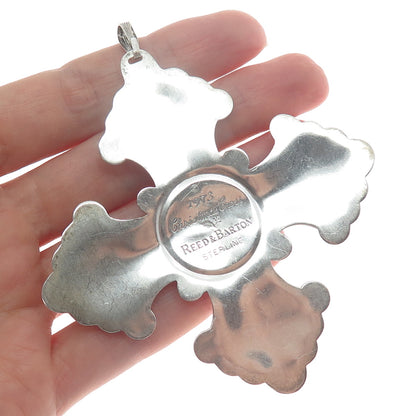 REED & BARTON 925 Sterling Silver Vintage 1973 Christmas Cross Oxidized Ornament