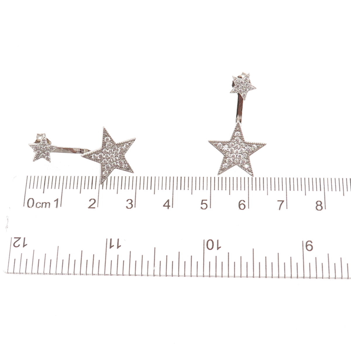 925 Sterling Silver Round-Cut C Z Star Interchangeable Earrings