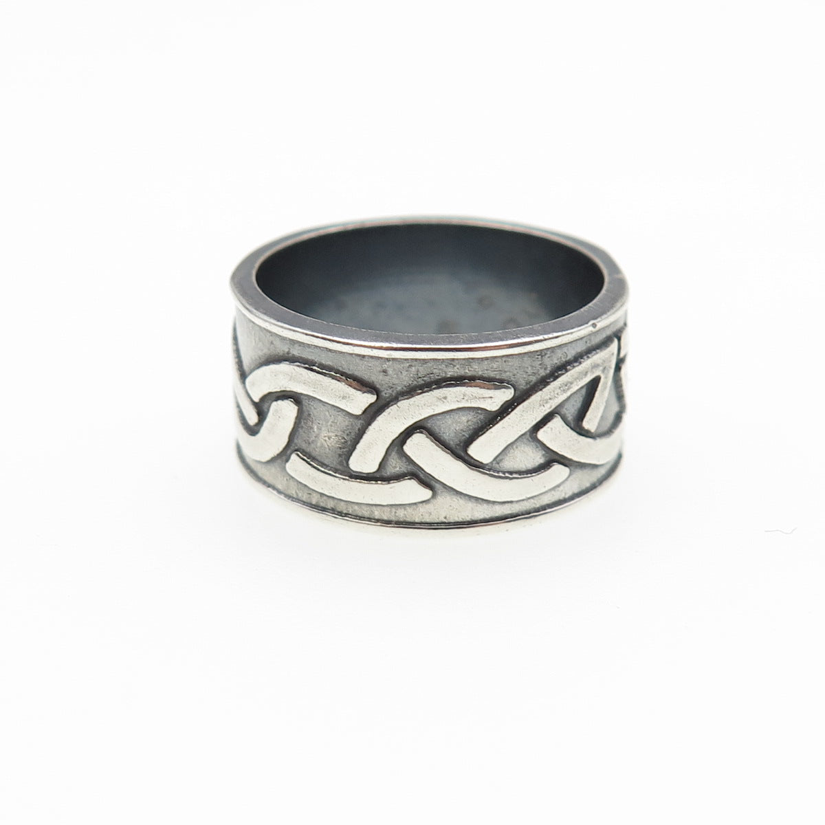 925 Sterling Silver Vintage Celtic Knot Oxidized Band Ring Size 6.5