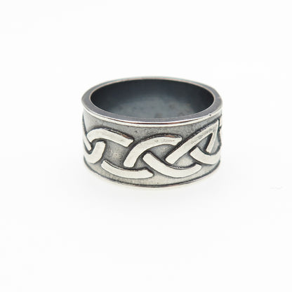 925 Sterling Silver Vintage Celtic Knot Oxidized Band Ring Size 6.5
