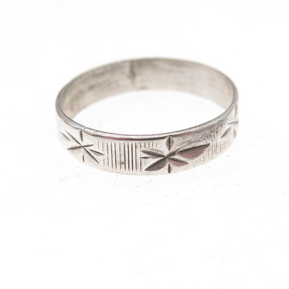 925 Sterling Silver Vintage Starburst Oxidized Band Ring Size 7