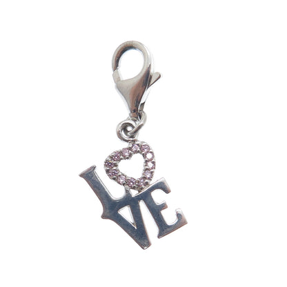 925 Sterling Silver Round-Cut C Z Love Lobster Lock Charm Pendant