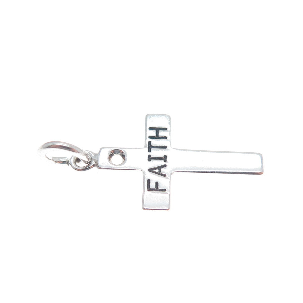 925 Sterling Silver Vintage "Faith" Cross Minimalist Charm Pendant