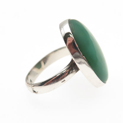925 Sterling Silver Vintage Real Cabochon Chrysoprase Ring Size 7.25