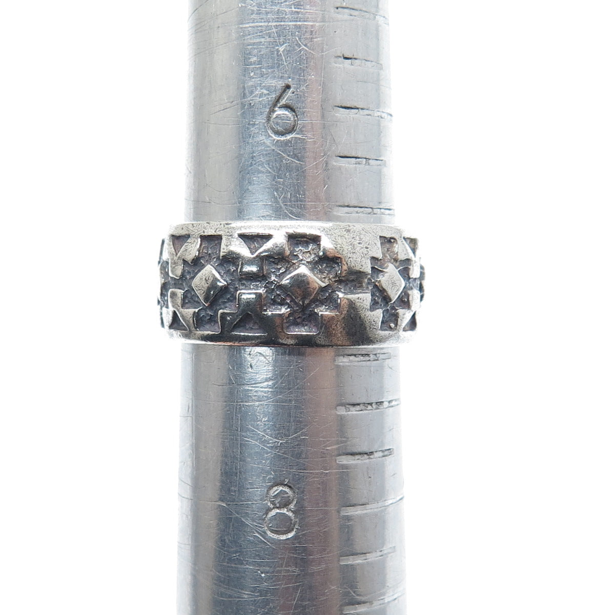 925 Sterling Silver Vintage Cross Oxidized Band Ring Size 7.25