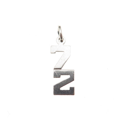 925 Sterling Silver Vintage Lucky Number 72 Mini Charm Pendant