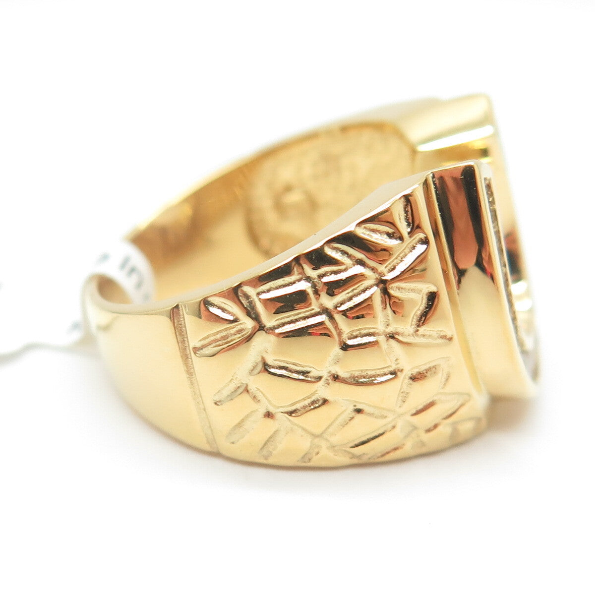 925 Sterling Silver Gold Plated Pave C Z Horseshoe For Good Luck Ring Size 7