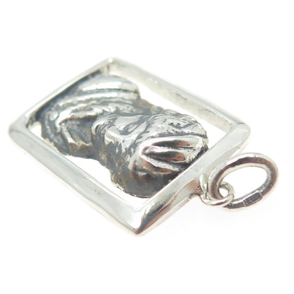 925 Sterling Silver Vintage Victorian Lady Oxidized Pendant