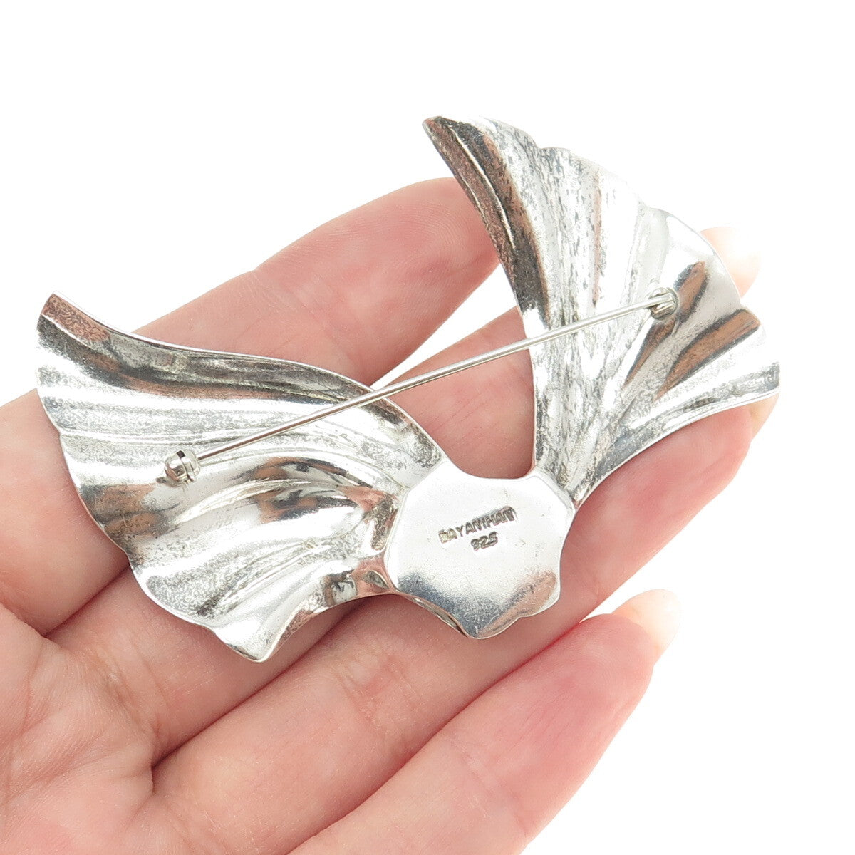 BAYANIHAN 925 Sterling Silver Vintage Floral Pin Brooch