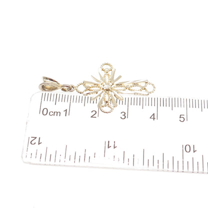 925 Sterling Silver Gold Plated Cross Charm Pendant