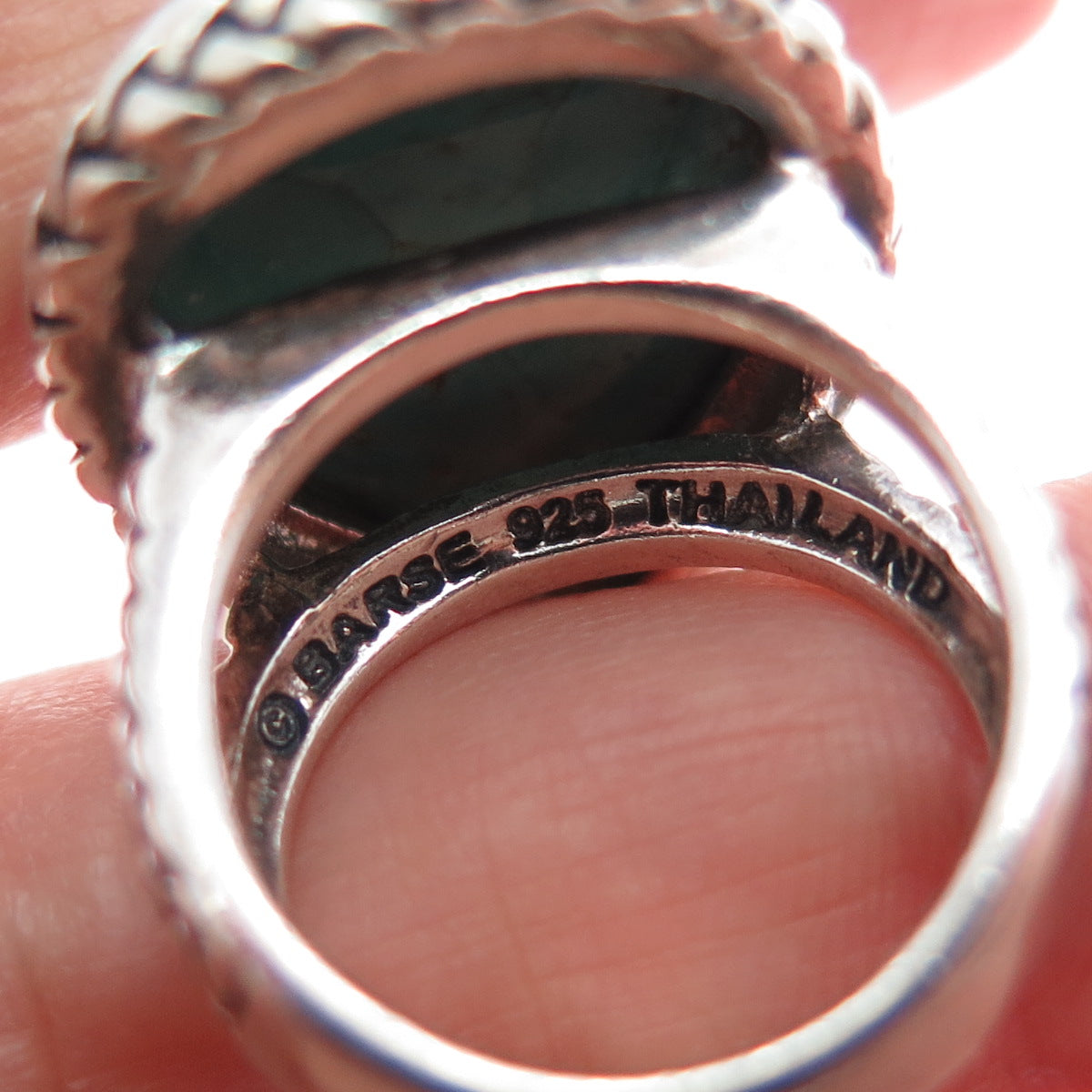BARSE 925 Sterling Silver Vintage Real Lone Mountain Turquoise Ring Size 6
