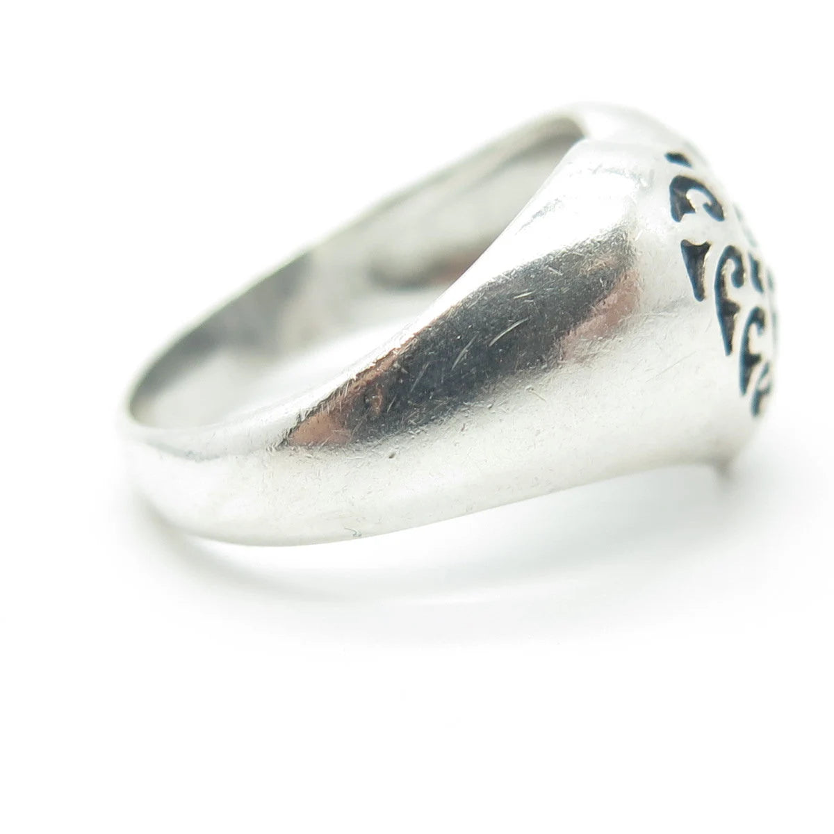 925 Sterling Silver Vintage Swirl Heart Dome Ring Size 6.75