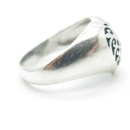 925 Sterling Silver Vintage Swirl Heart Dome Ring Size 6.75