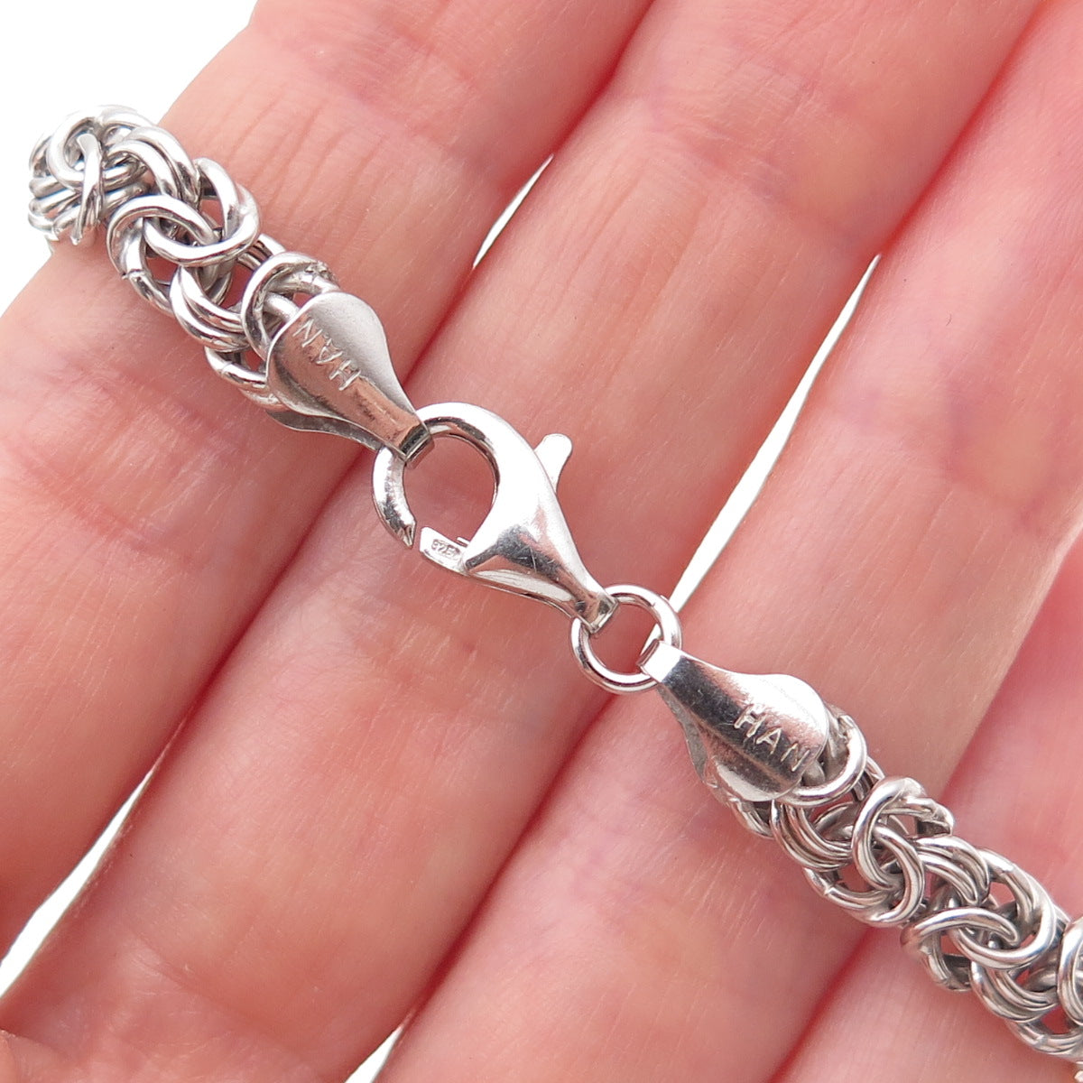 Han 925 Sterling Silver Vintage Italy Byzantine Link Bracelet 7.25"