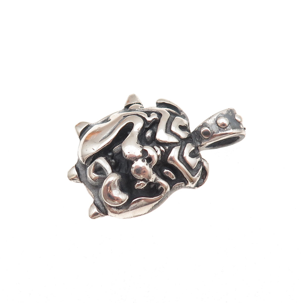 925 Sterling Silver Vintage Bulldog Oxidized Pendant
