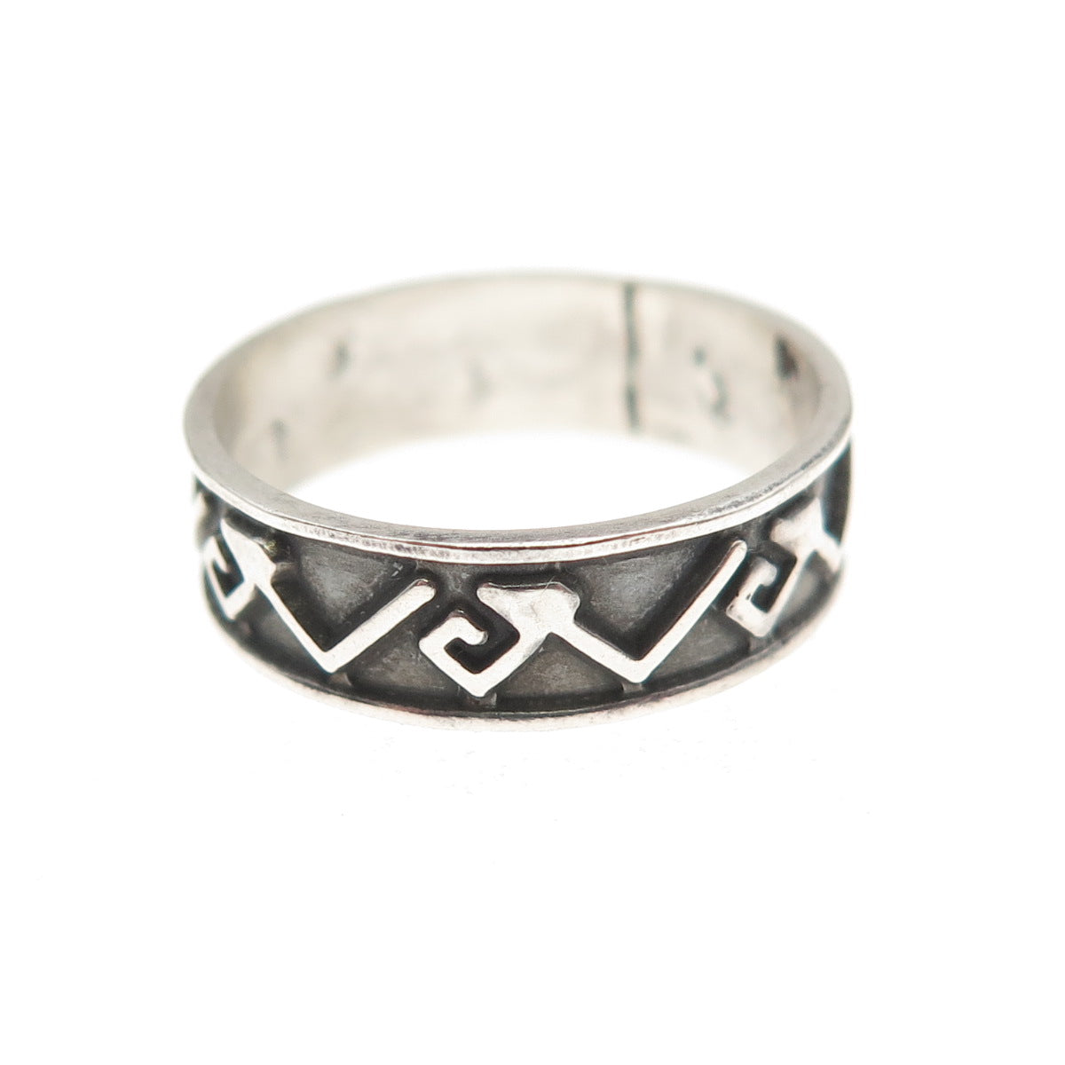 925 Sterling Silver Vintage Tribal Oxidized Band Ring Size 5