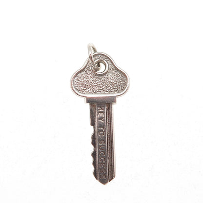 Wells 925 Sterling Silver Vintage Key To Success Oxidized Charm Pendant