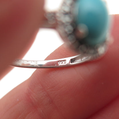 Chuck Clemency 925 Sterling Silver Real Diamond & Turquoise Ring Size 8