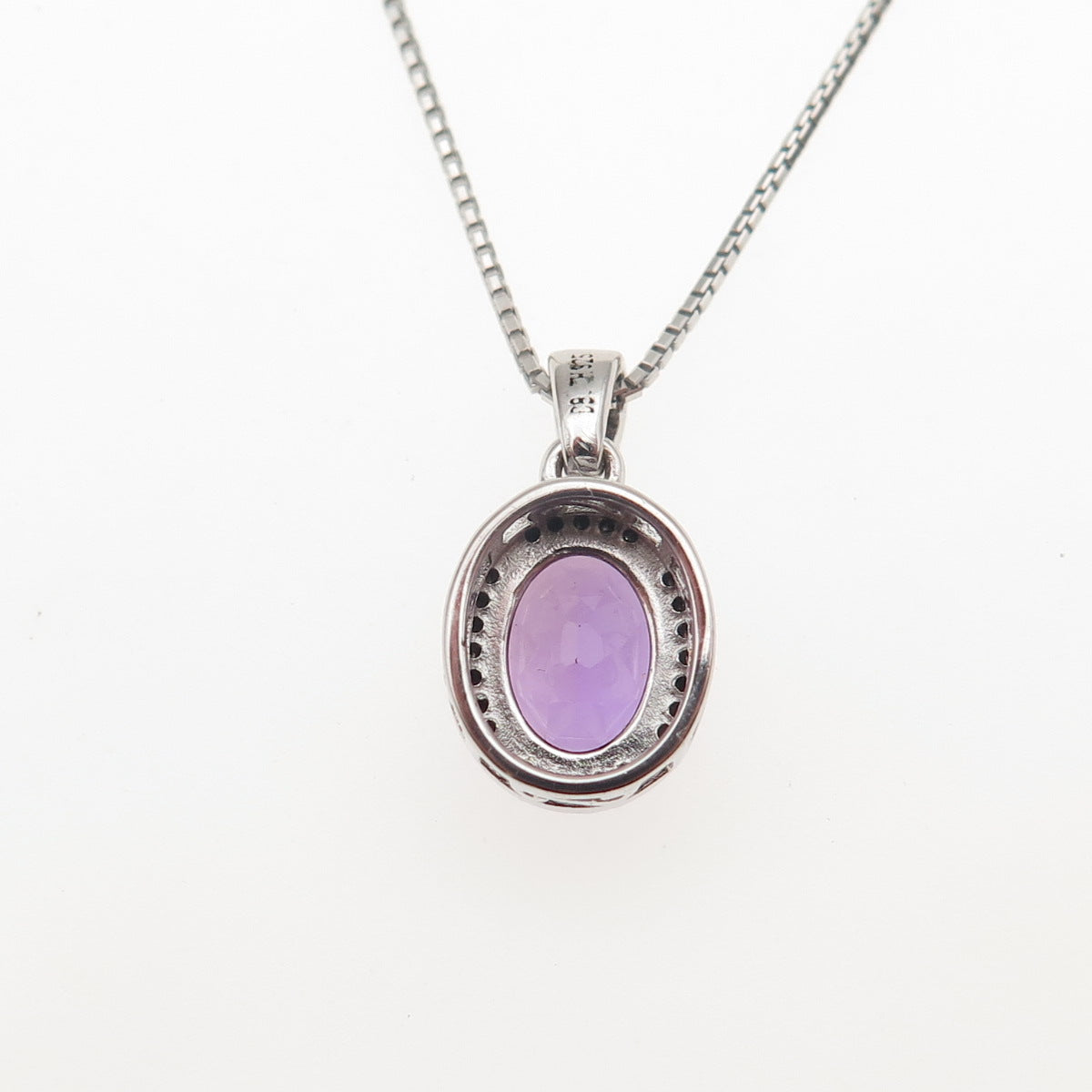 DEE BERKLE Sterling Silver Lab-Created Peacock Sapphire Box Chain Necklace 16"