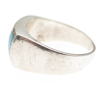 Old Pawn 925 Sterling Silver Vintage Southwestern Turquoise Tribal Ring Size 11