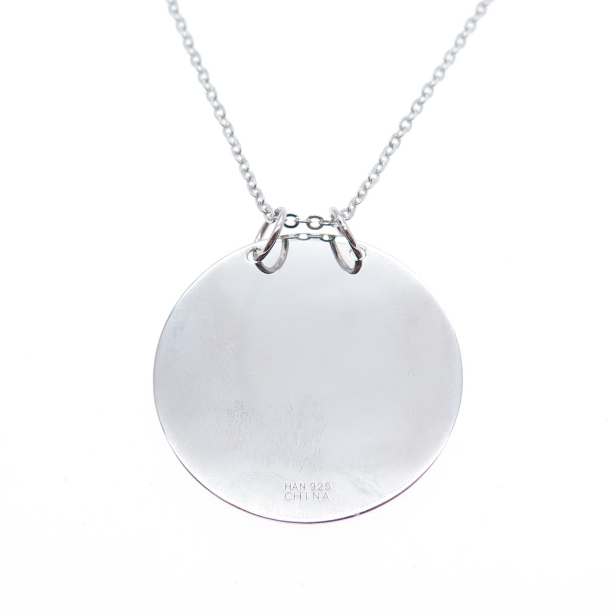 HAN 925 Sterling Silver Enjoy Life Today Round Tag Cable Chain Necklace 18"