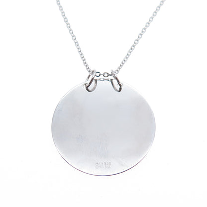 HAN 925 Sterling Silver Enjoy Life Today Round Tag Cable Chain Necklace 18"