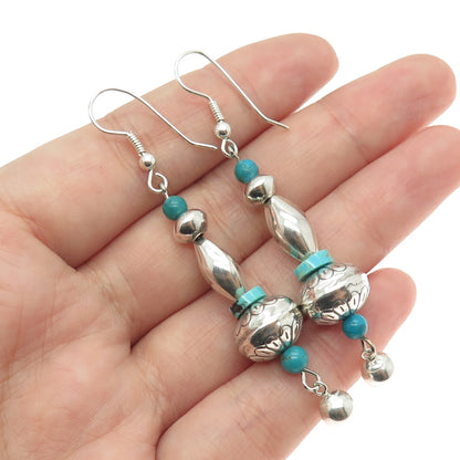 Old Pawn 925 Sterling Silver Southwestern Bisbee Turquoise Navajo Pearl Earrings