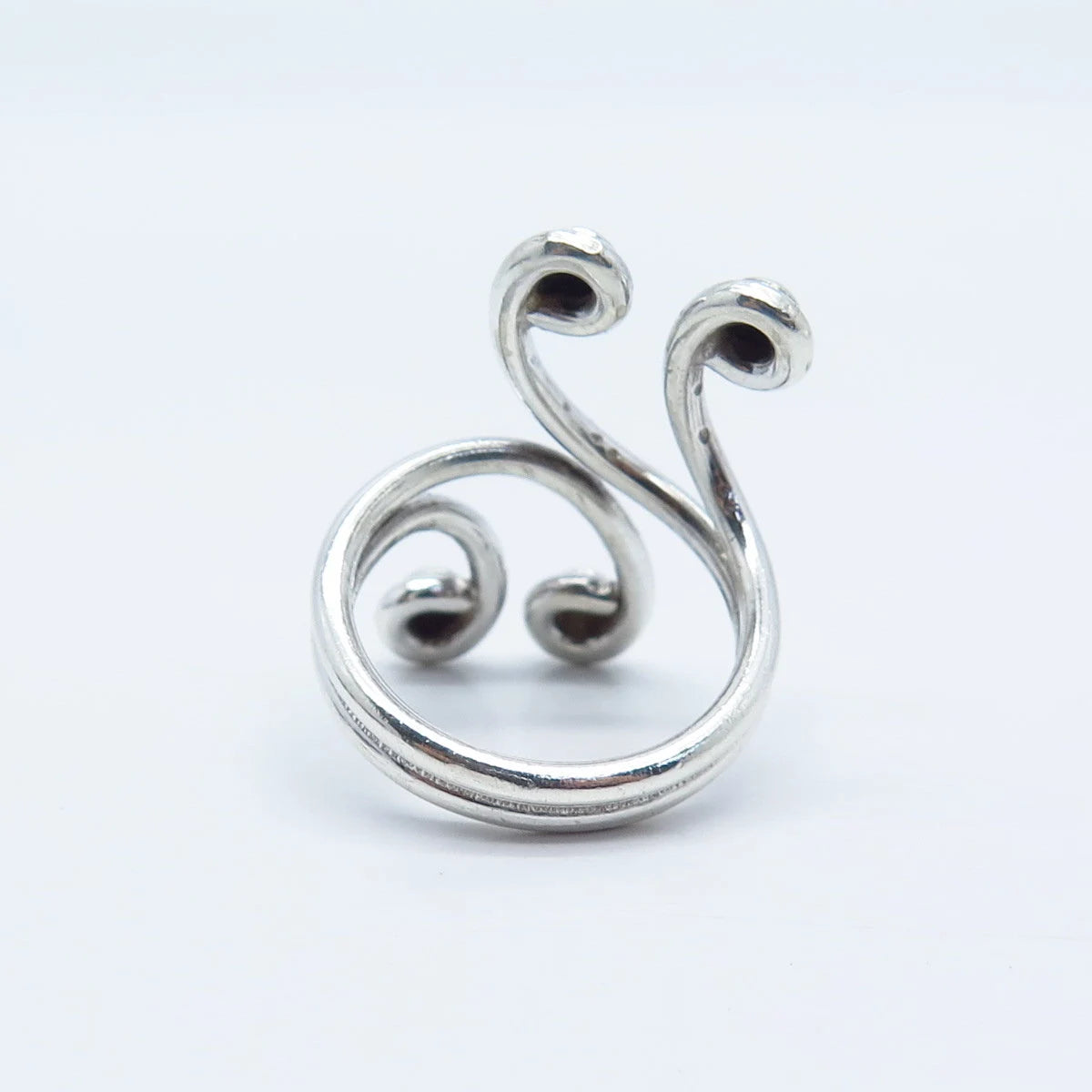 925 Sterling Silver Vintage Modernist Bypass Adjustable Ring Size 9.25