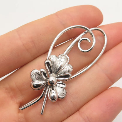 925 Sterling Silver Vintage Forstner Floral Pin Brooch