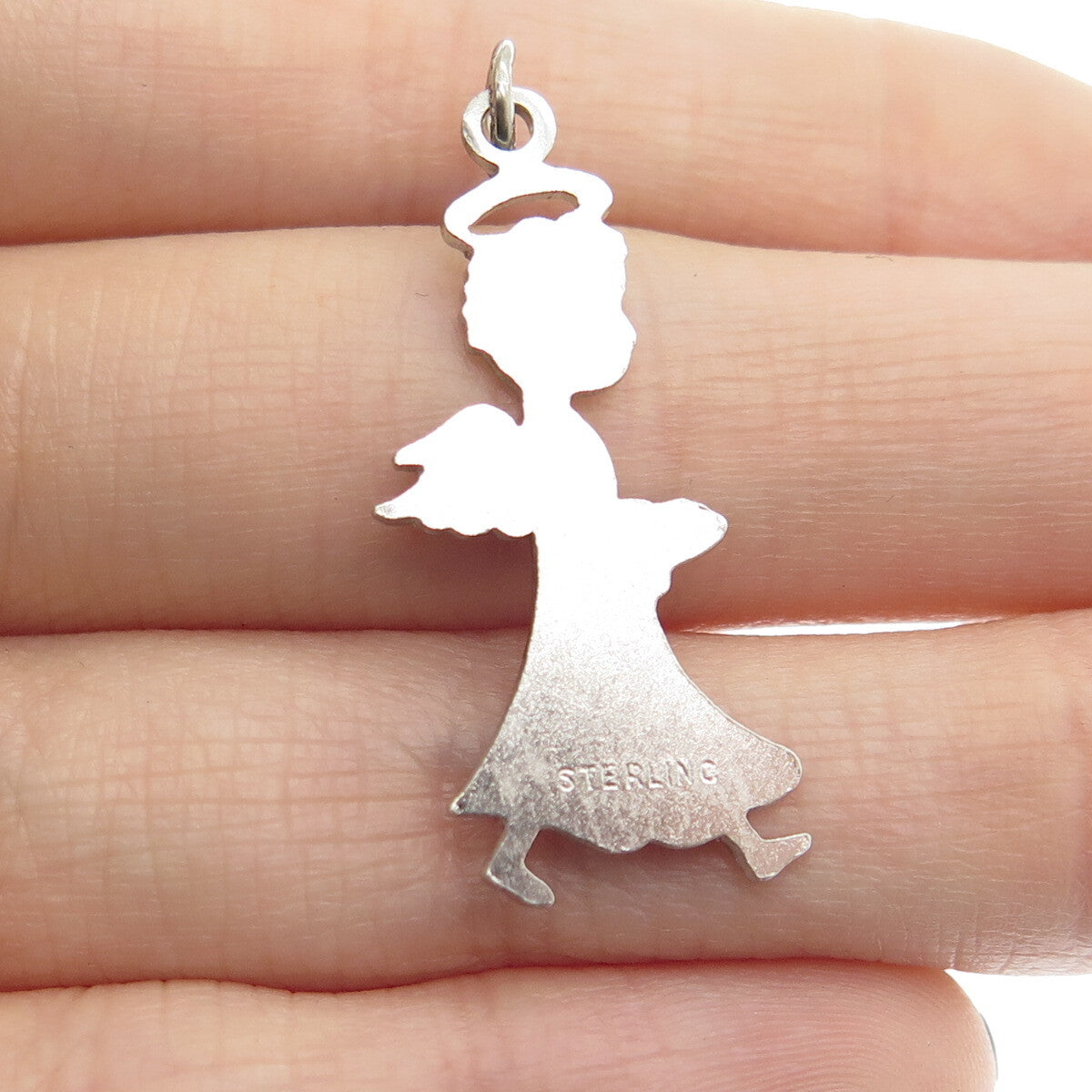 925 Sterling Silver Antique Art Deco Christmas Angel Minimalist Charm Pendant