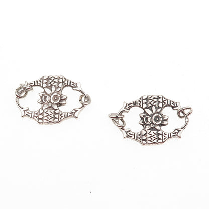 PERUZZI 925 Sterling Antique Art Deco SET of 2 Floral Bracelet / Necklace Parts
