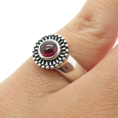925 Sterling Silver Vintage Real Tourmaline Modernist Flower Ring Size 5.75